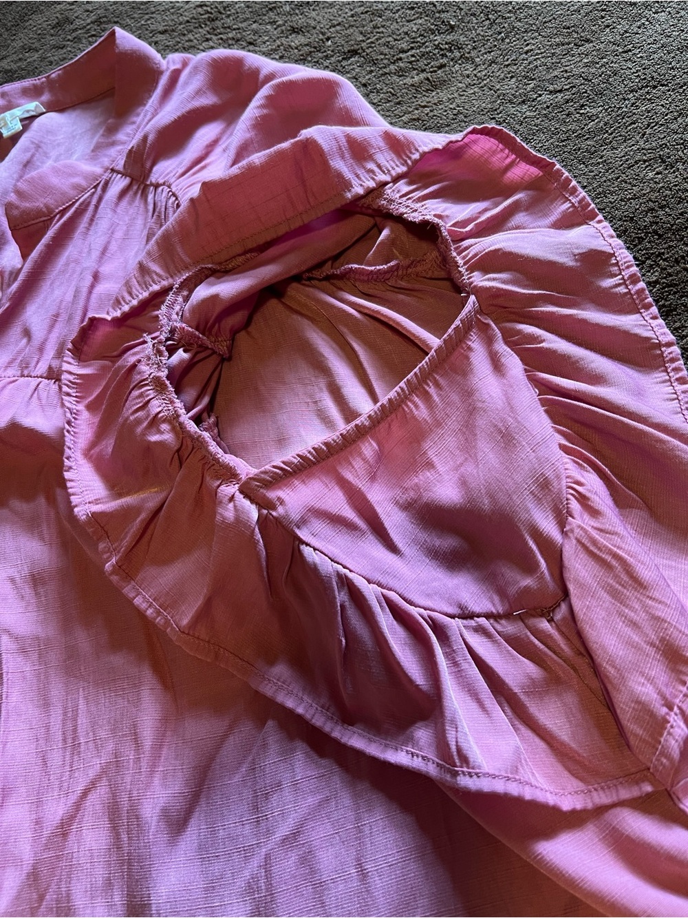 Rose Pink Button-Front Ruffle Sleeve Blouse - Picture 4 of 9